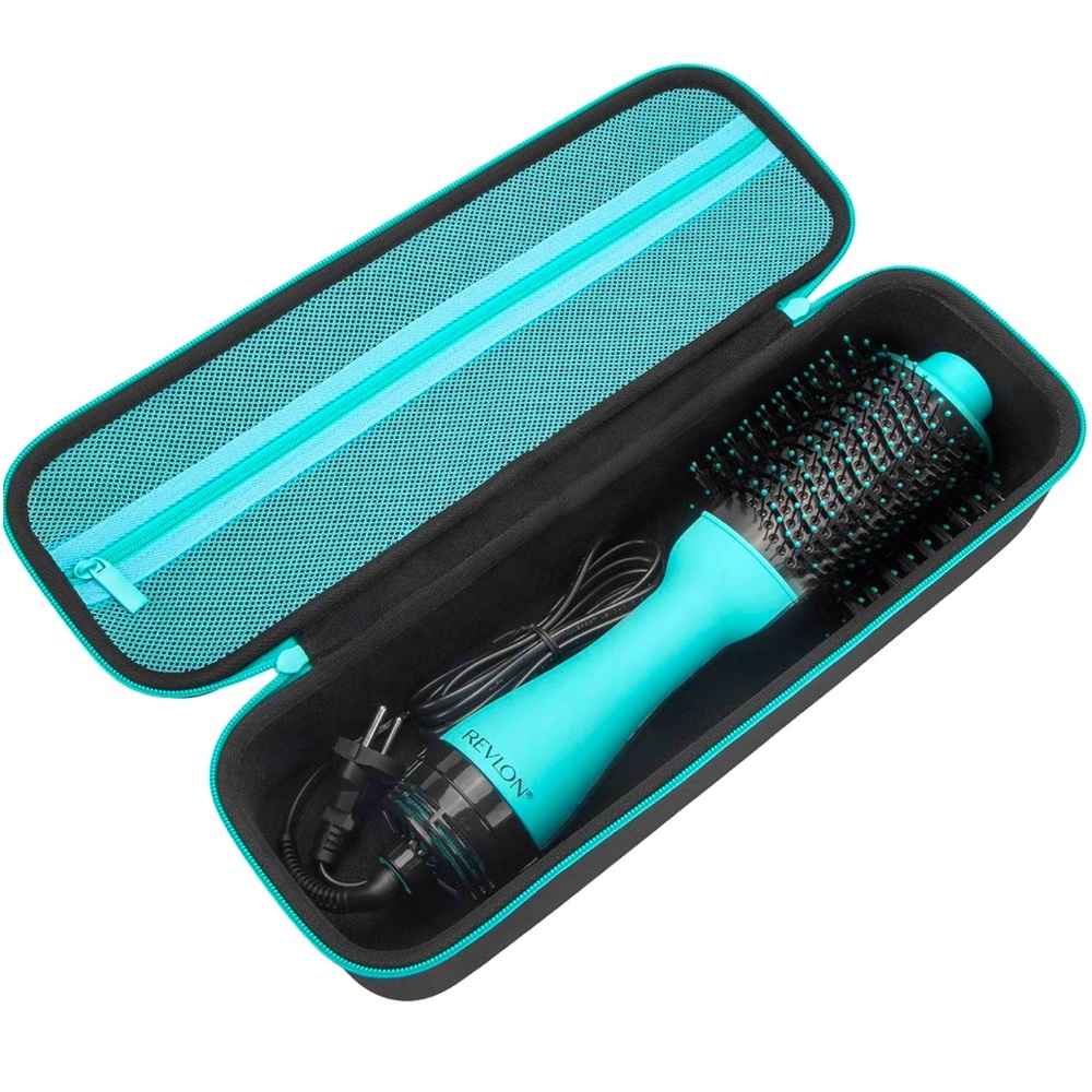 NIB Revlon Teal Hair One-Step Volumizer (Round Brush) with Matching Travel Case